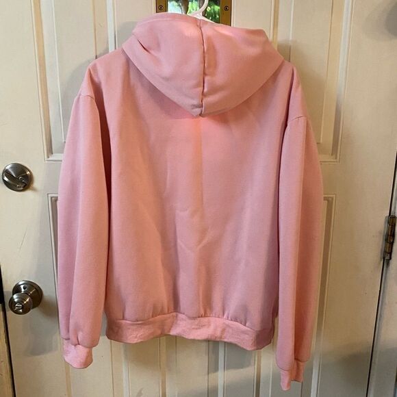 FRIENDS Pink Drawstring Long Sleeve Hooded Hoodie Sweatershirt Medium - Picture 4 of 7